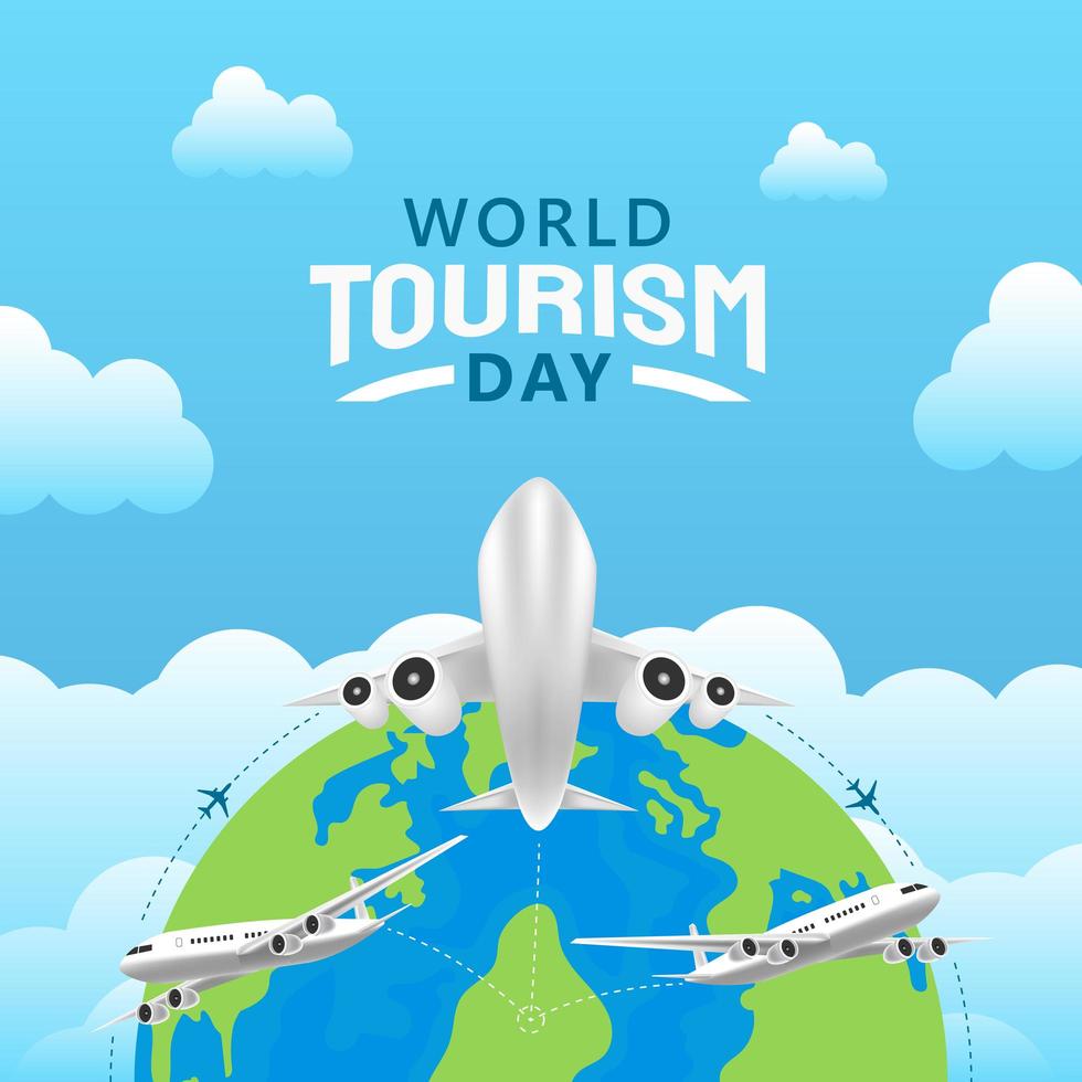 Hand drawn illustration of world tourism day concept. Vector Illustration