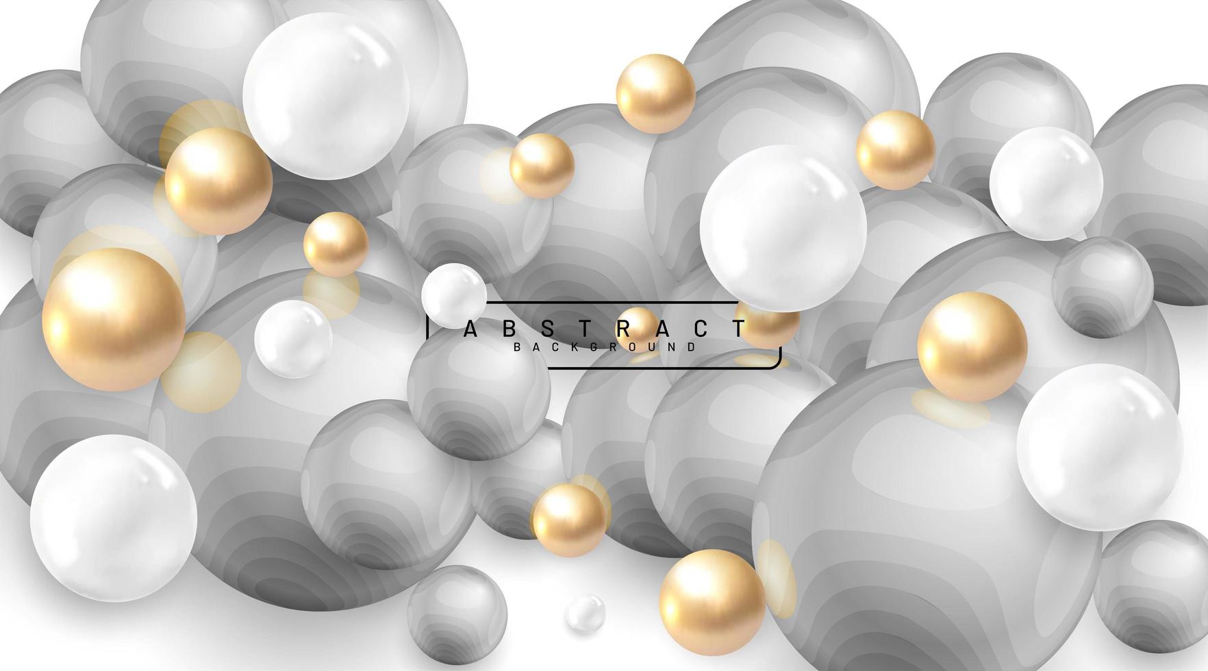 Abstract background with 3d fields. Gold and white bubbles. Vector illustration of a textured sphere with gray waves. overlapping design