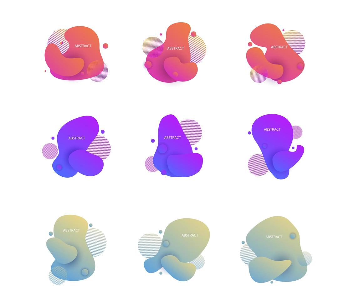 Set of colorful liquid shapes vector