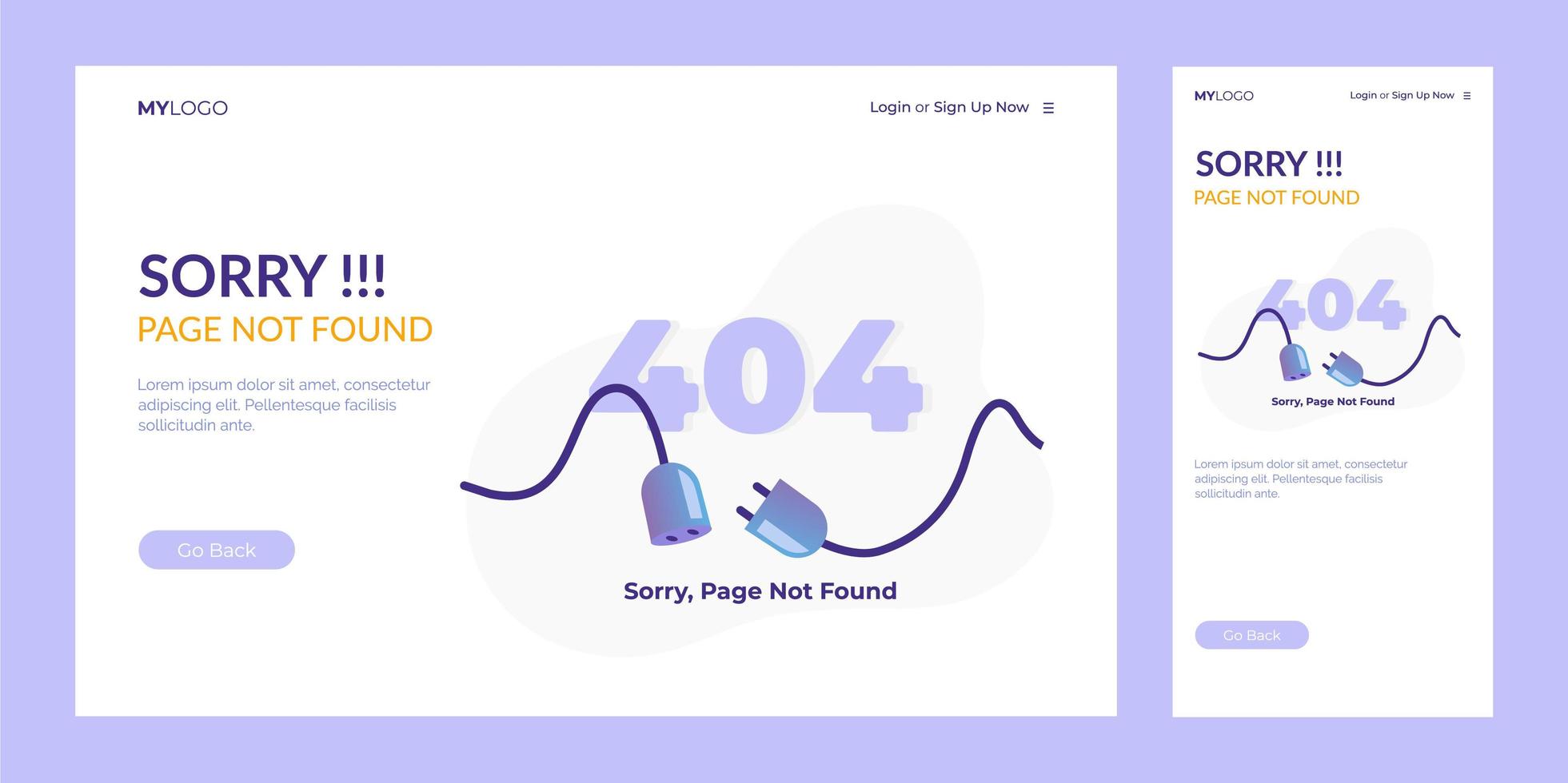 error 404 page not found landing page concept for mobile and pc vector