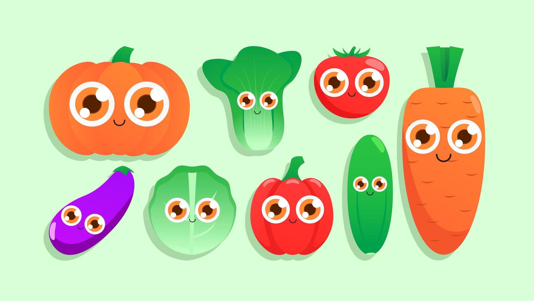 Cute vegetable chracter doodles vector