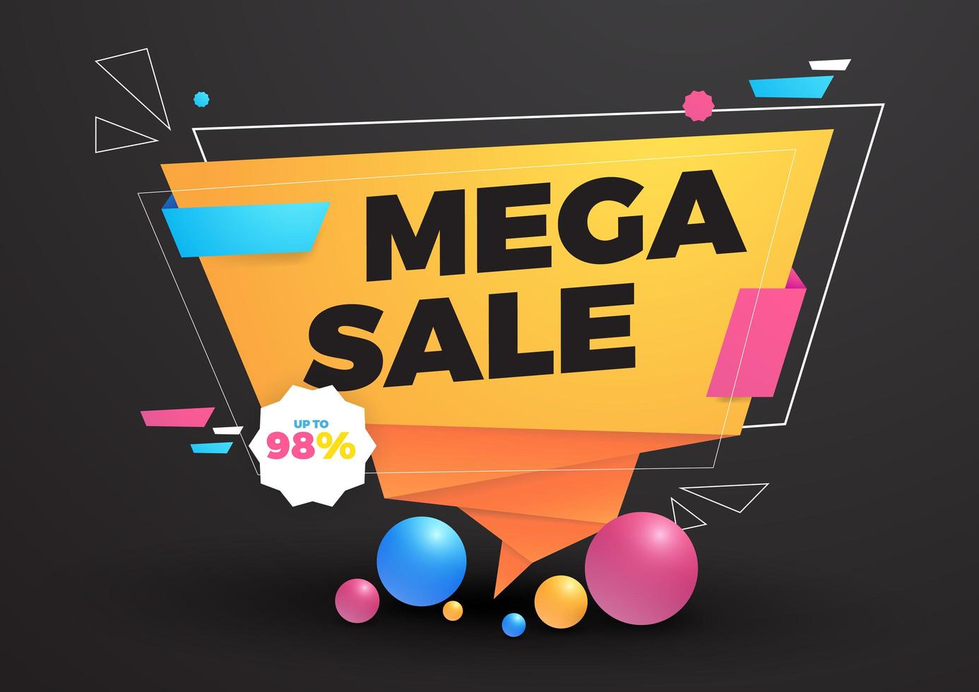 Mega sale template background vector