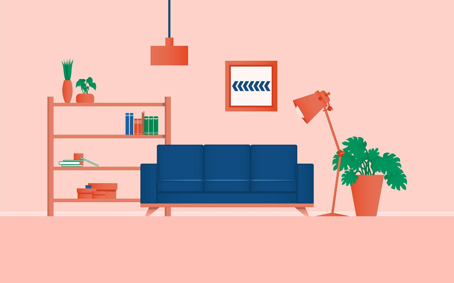 Cozy interior living room concept color with plant in room vector