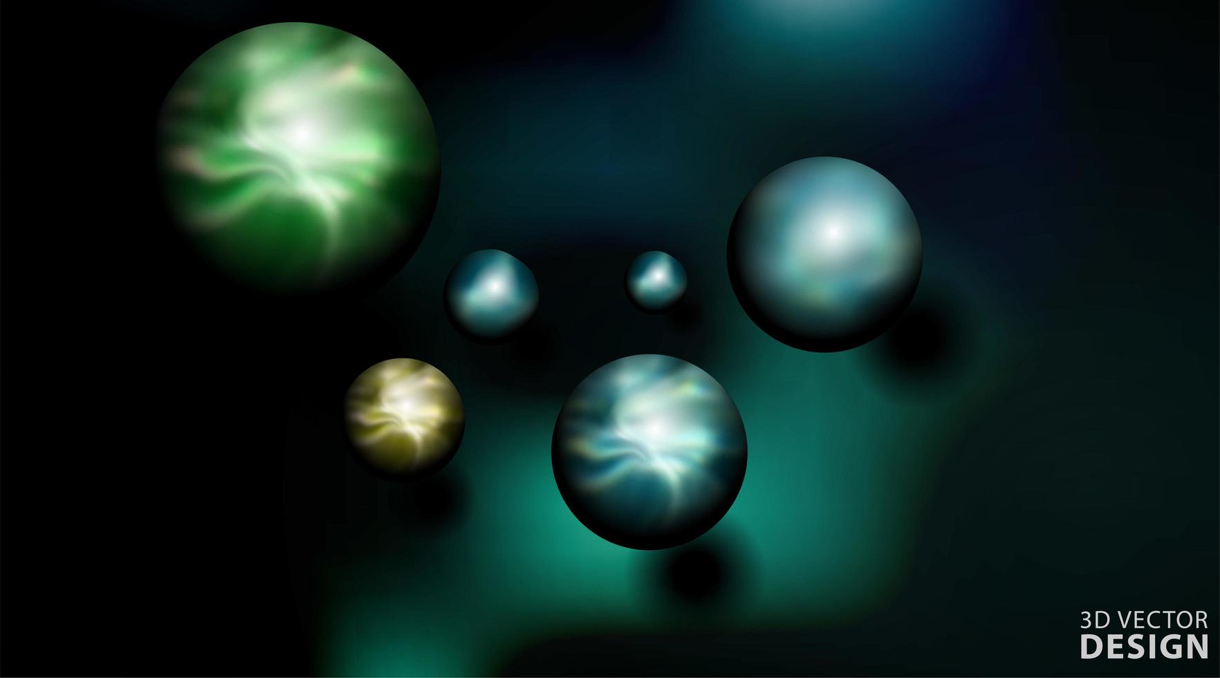 Realistic 3d ball vector illustration. Spheres in dark background