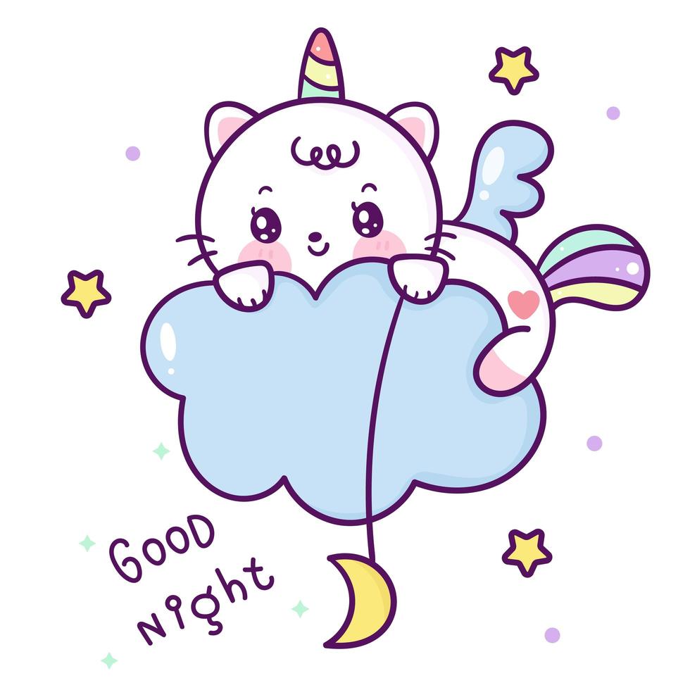 Cute unicorn cat vector