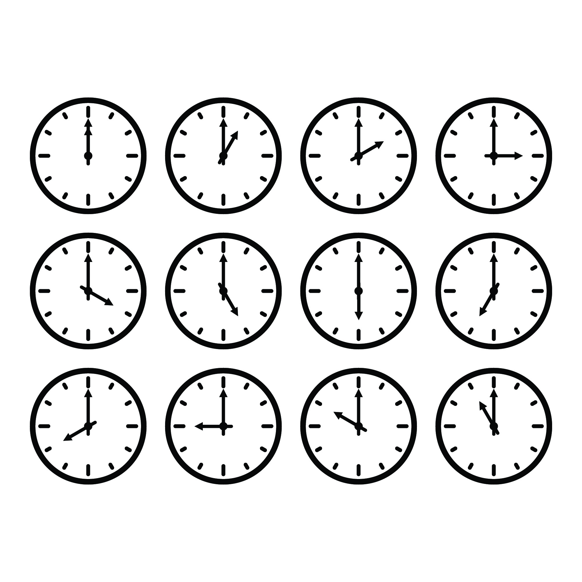 Grundig Mægtig skepsis Set of analog clock, 12 times vector illustration 1857215 Vector Art at  Vecteezy