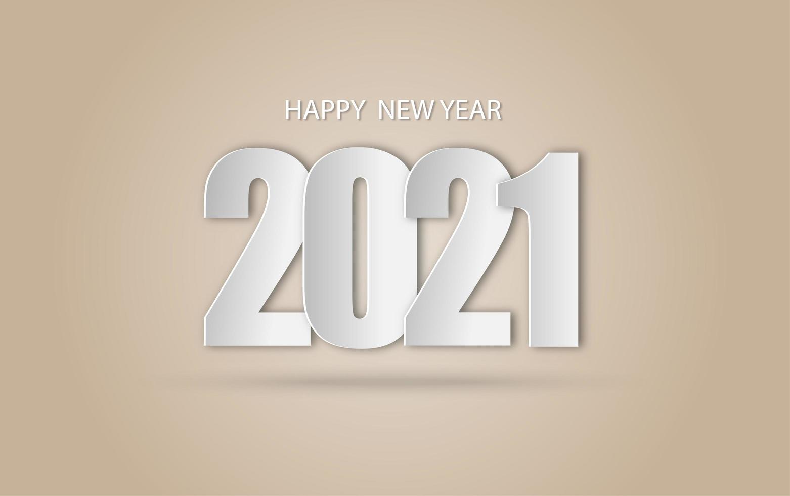 Happy new year 2021 paper art style, number 2021 vector