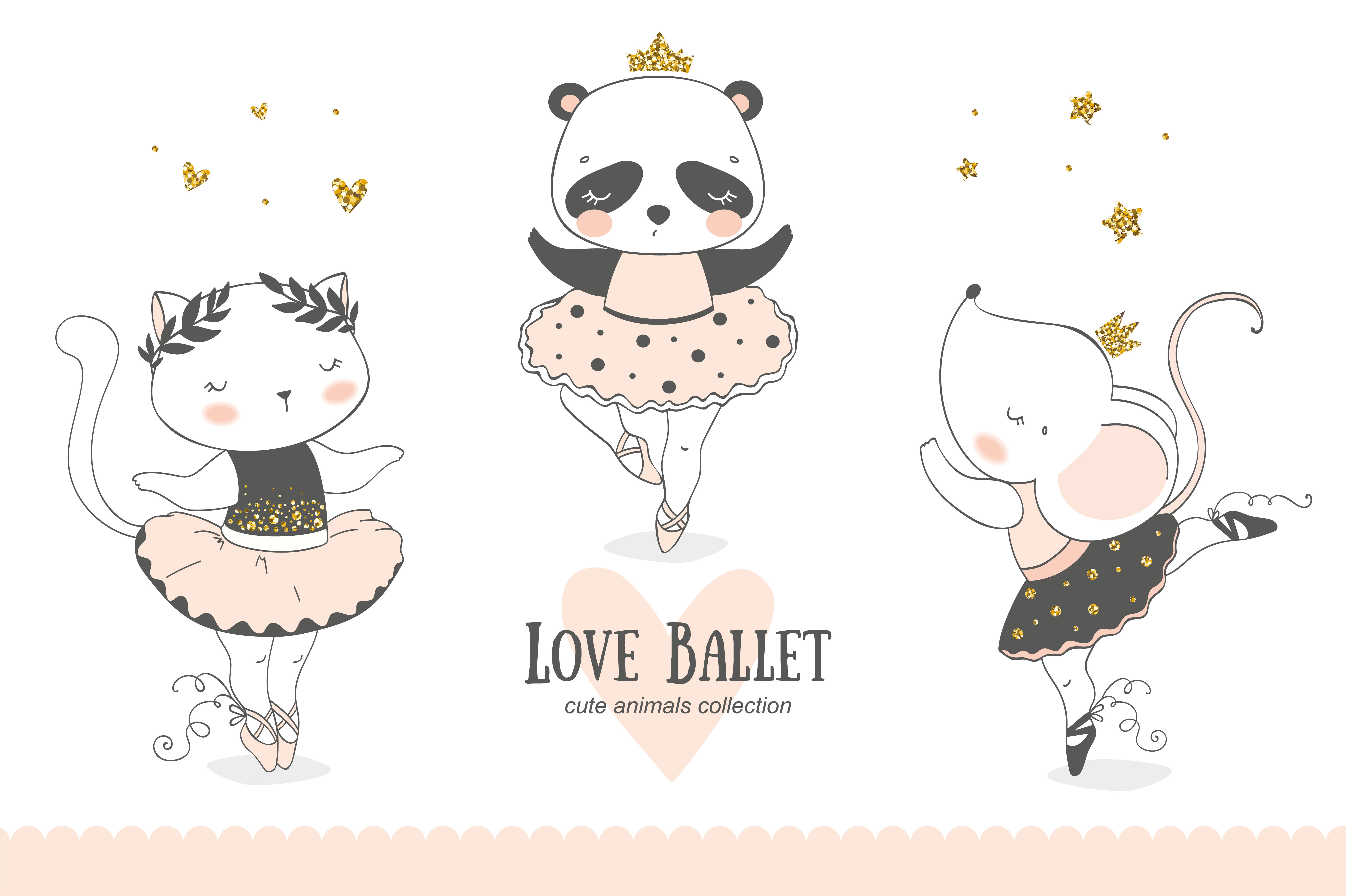 Cute Cartoon Baby Animal Ballerina Collection Cat Panda Mouse Dancing Characters Vector Art At Vecteezy