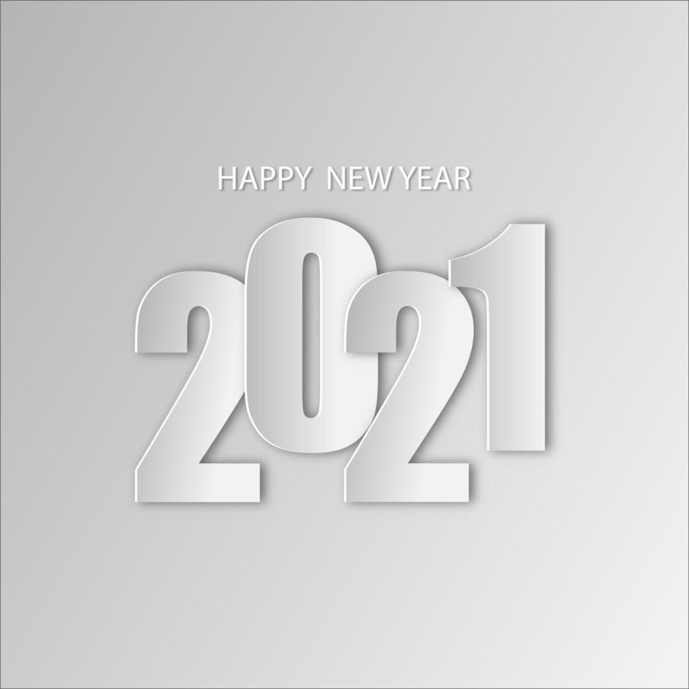 Happy new year 2021 paper art style vector