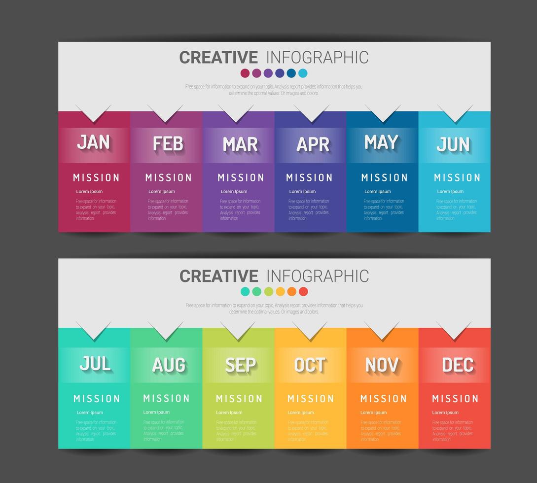 Presentation business infographic template for 12 months vector