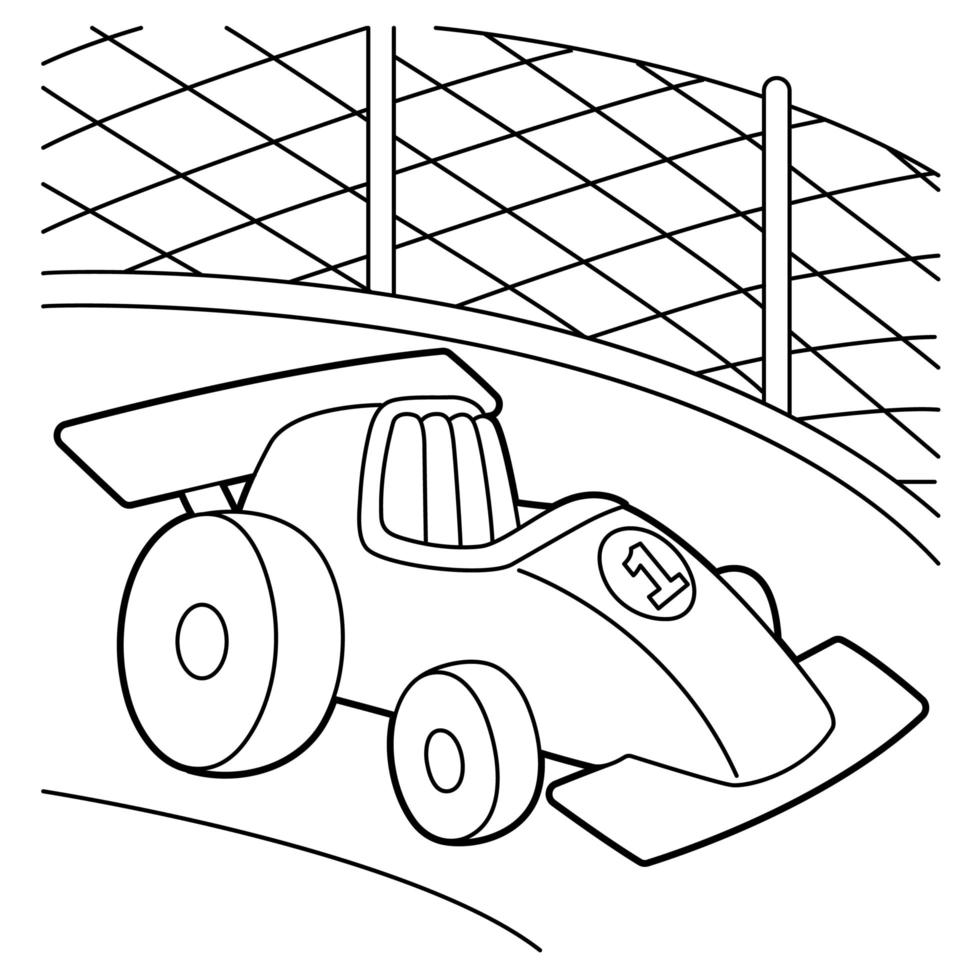 página para colorear de coche de carreras vector