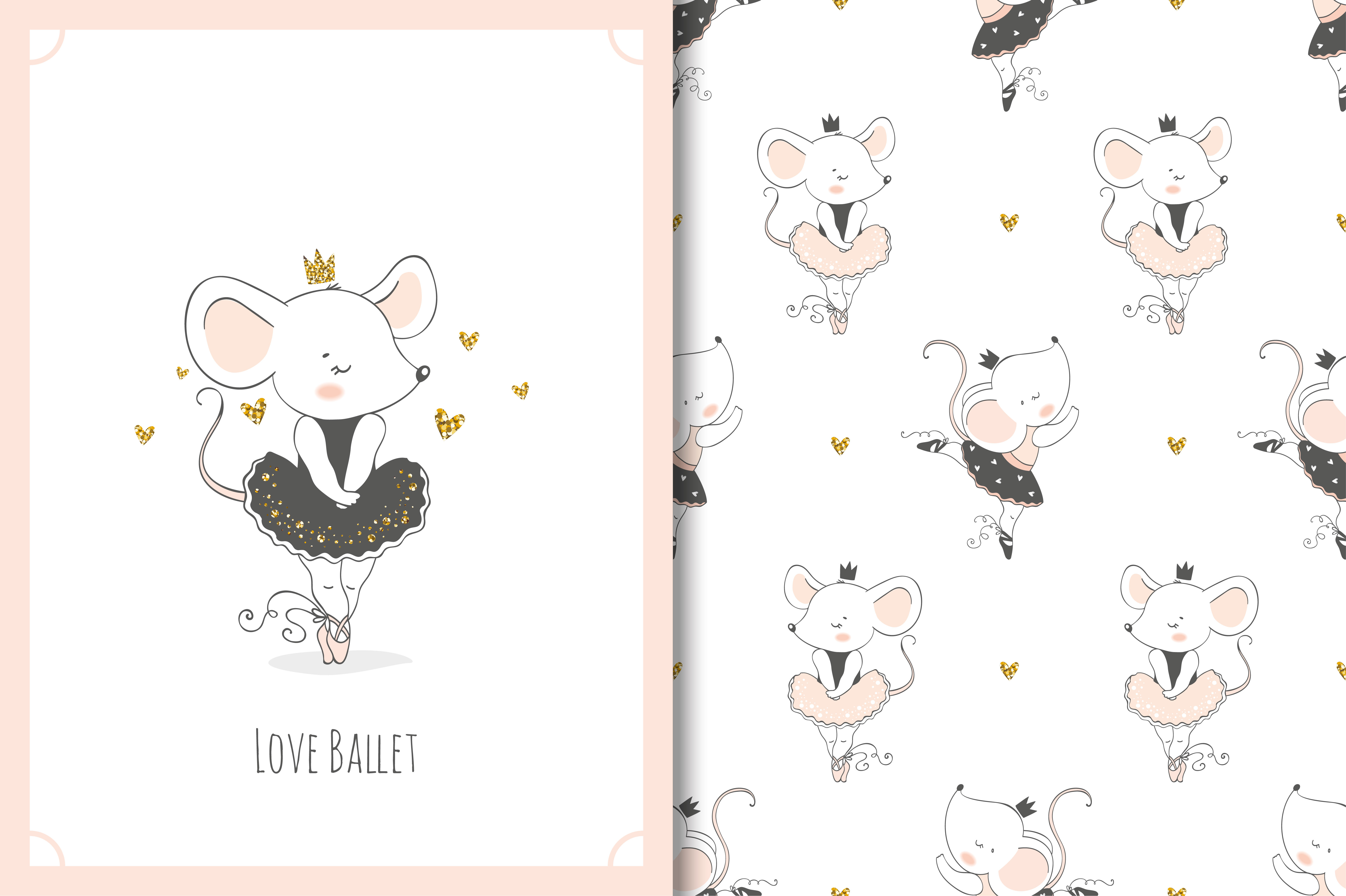 Cute Little Baby Mouse Ballerina Dancer Character Mice Card And Seamless Background Pattern Set Download Free Vectors Clipart Graphics Vector Art Cute Little Baby Mouse Ballerina Dancer Character Mice Card And Seamless Background Pattern Set Download Free Vectors Clipart Graphics Vector Art