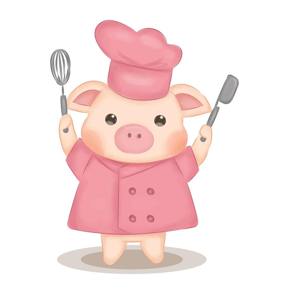 Cute pig illustration for nursery decoration vector