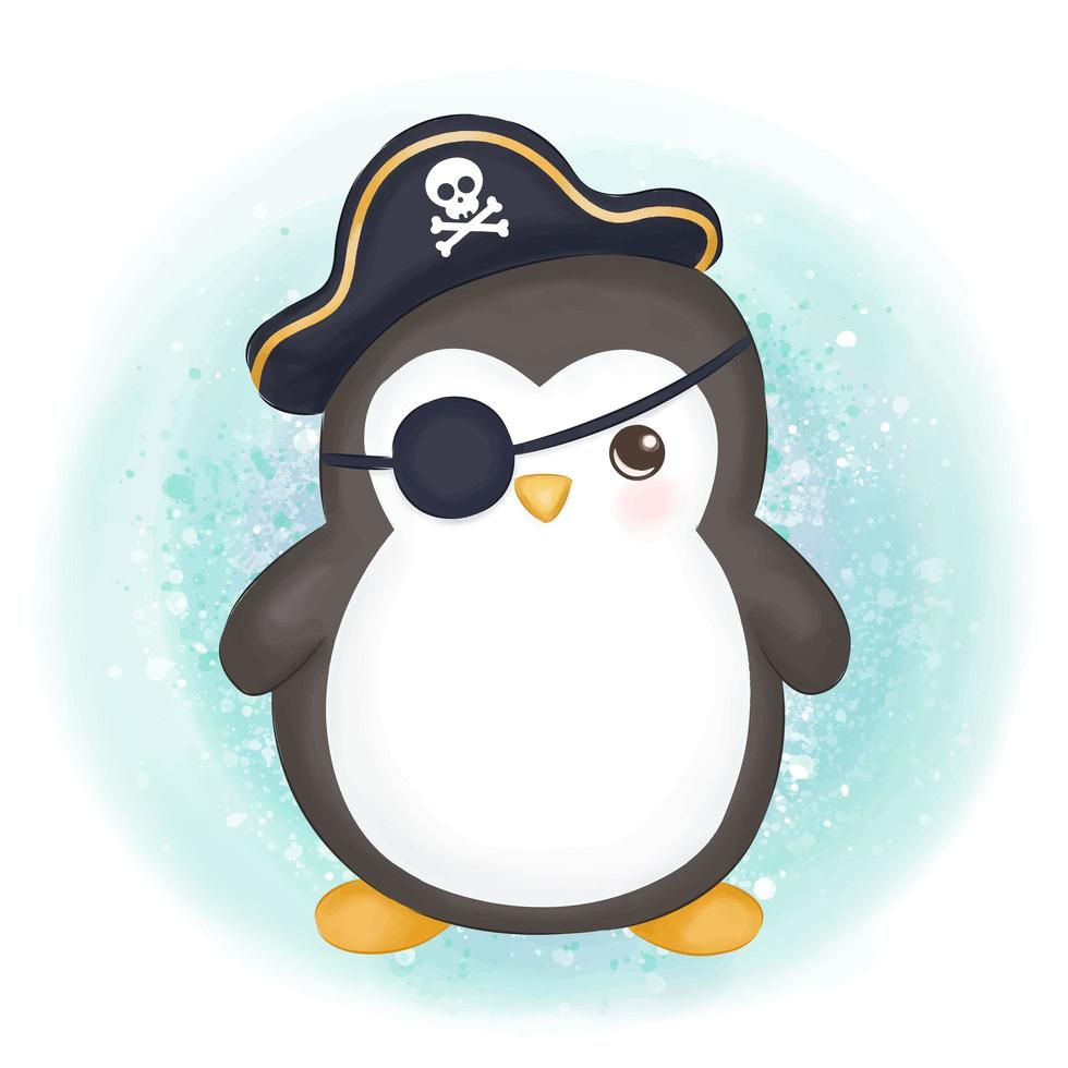 Adorable baby penguin illustration vector