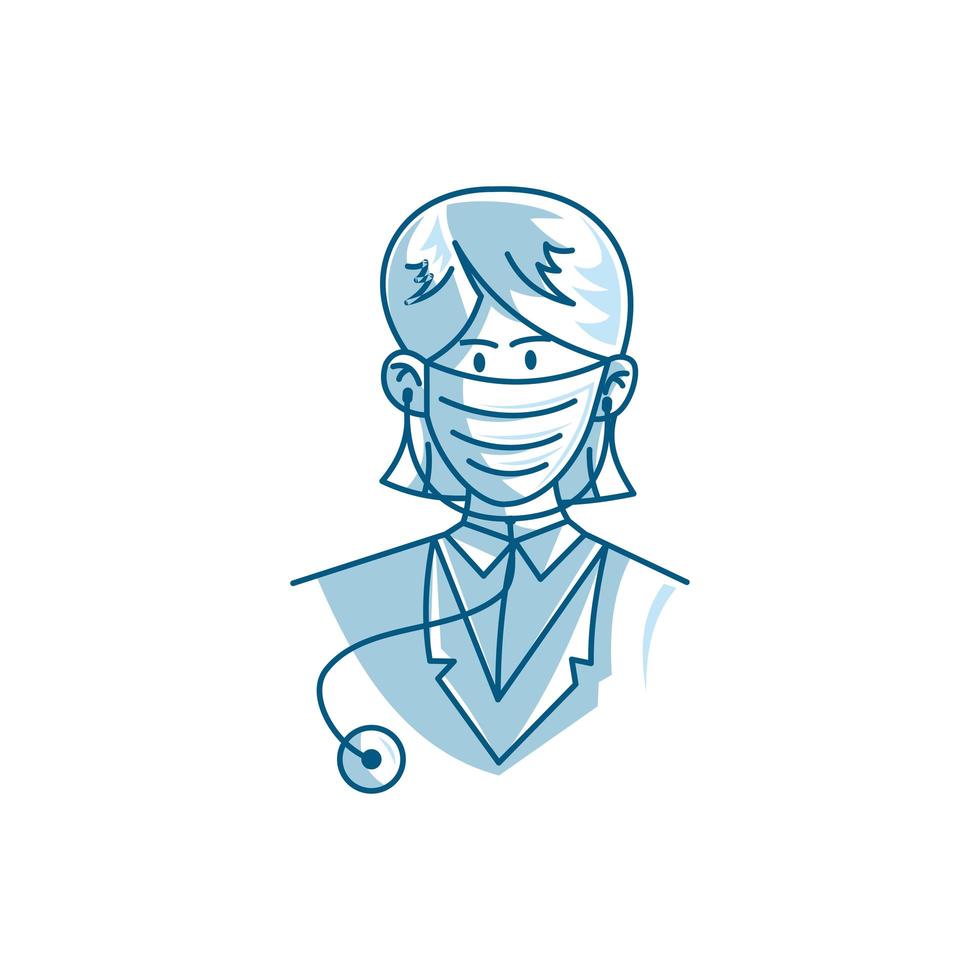 Illustration of Female doctor character wearing mask vector