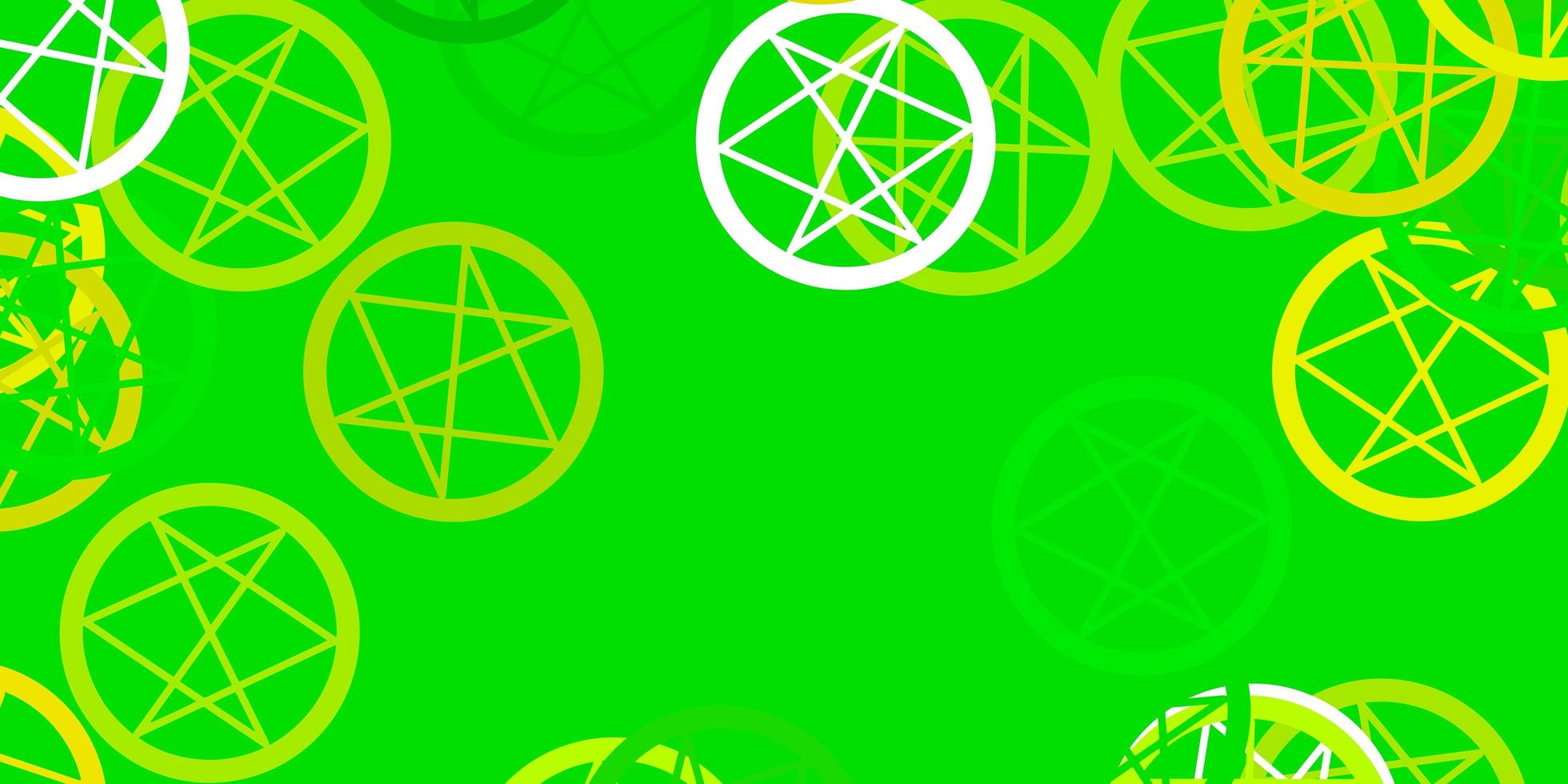 Light Green, Yellow vector backdrop with mystery symbols.