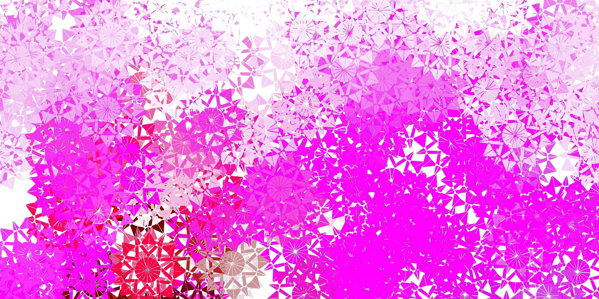 plantilla de vector de color púrpura claro, rosa con copos de nieve de hielo.