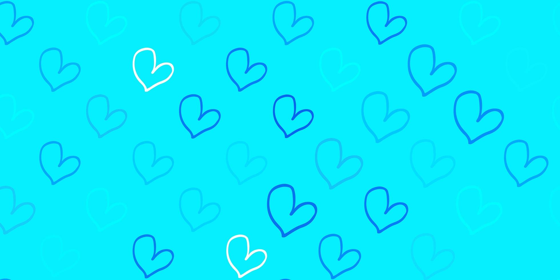 Light BLUE vector texture with lovely hearts.
