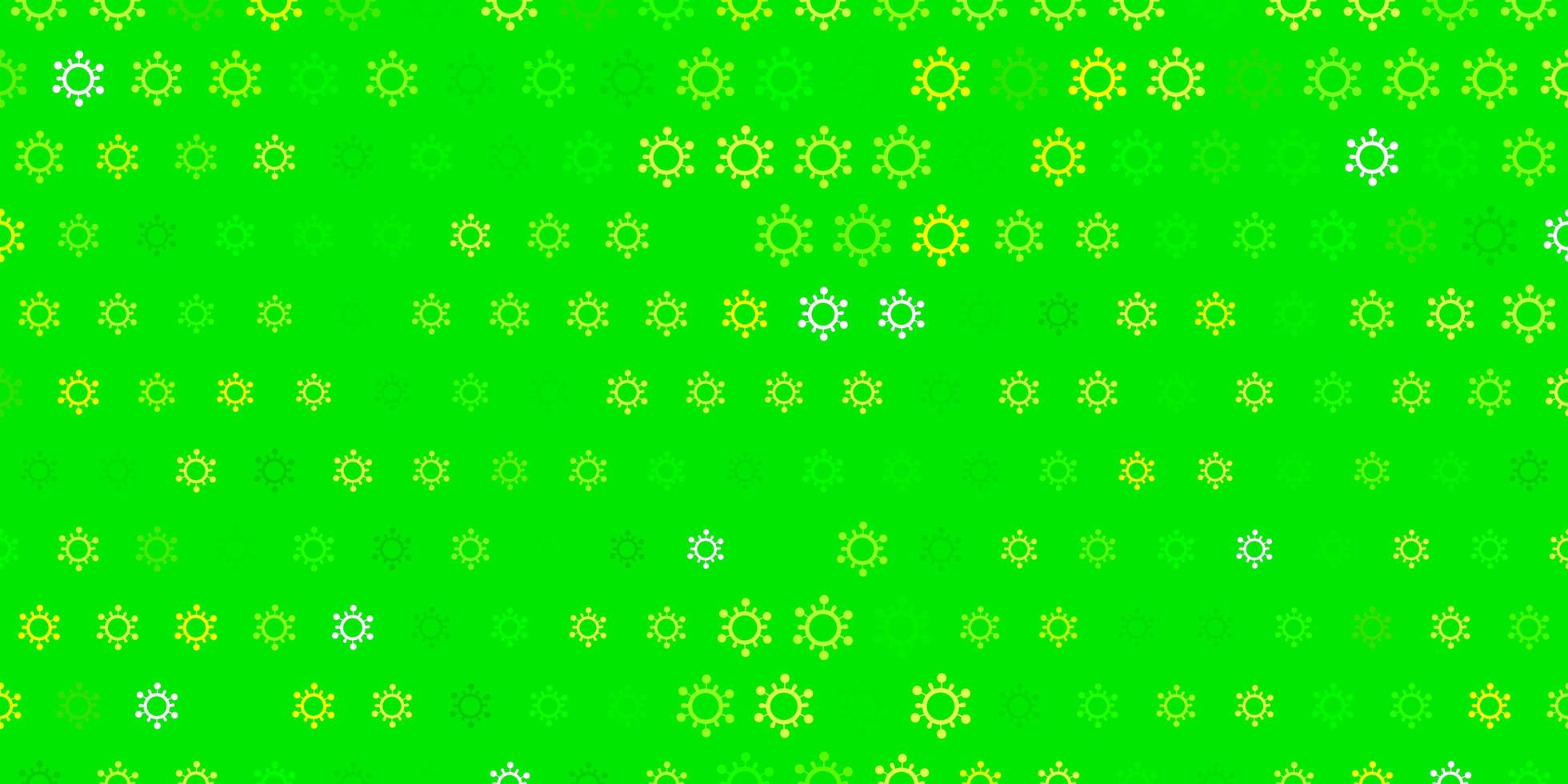 Dark green, yellow vector background with covid-19 symbols.