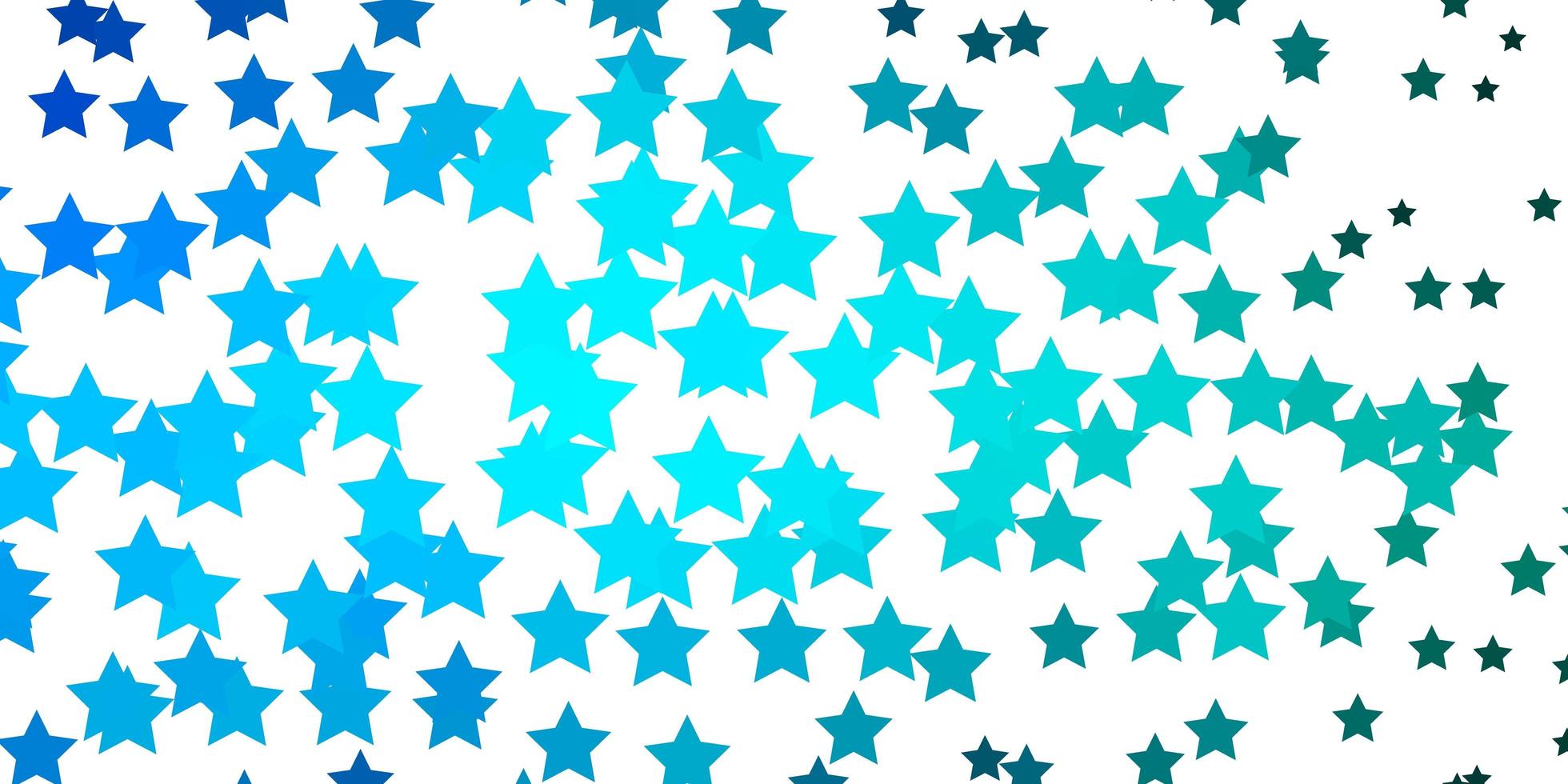 Fondo de vector azul claro, verde con estrellas pequeñas y grandes