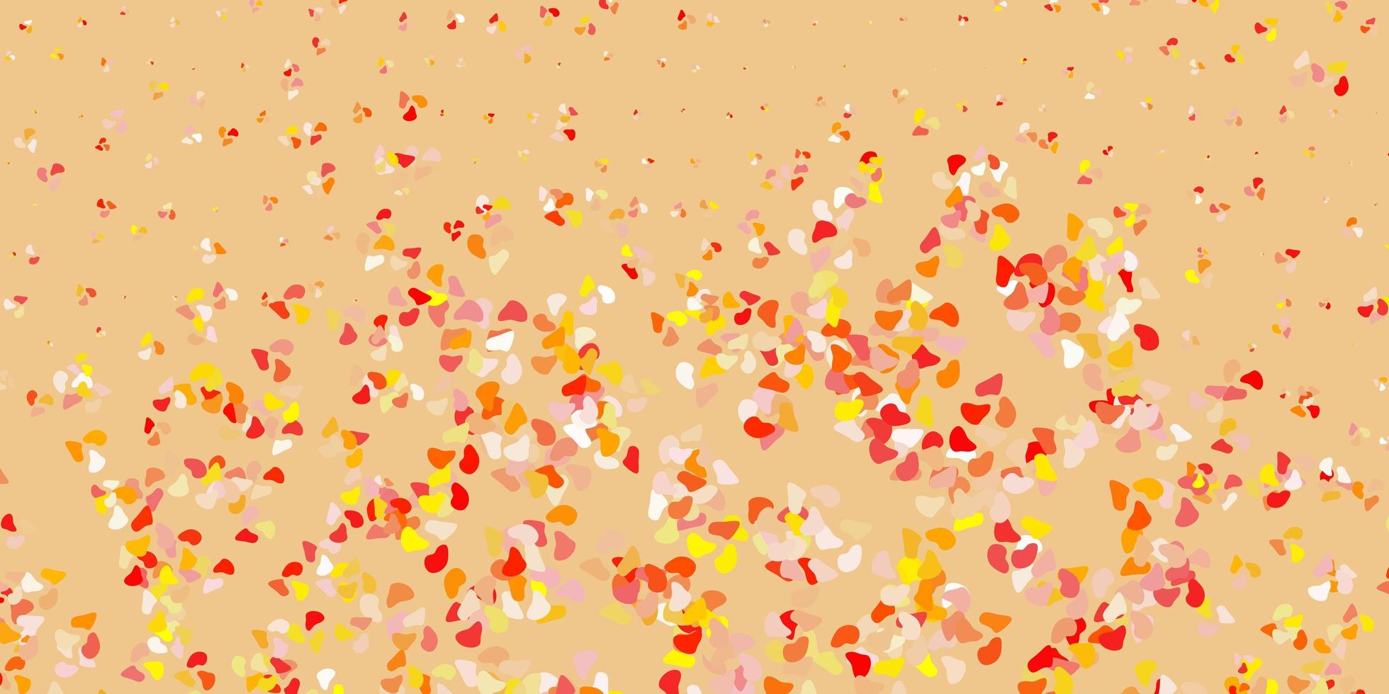 Light red, yellow vector backdrop with chaotic shapes.