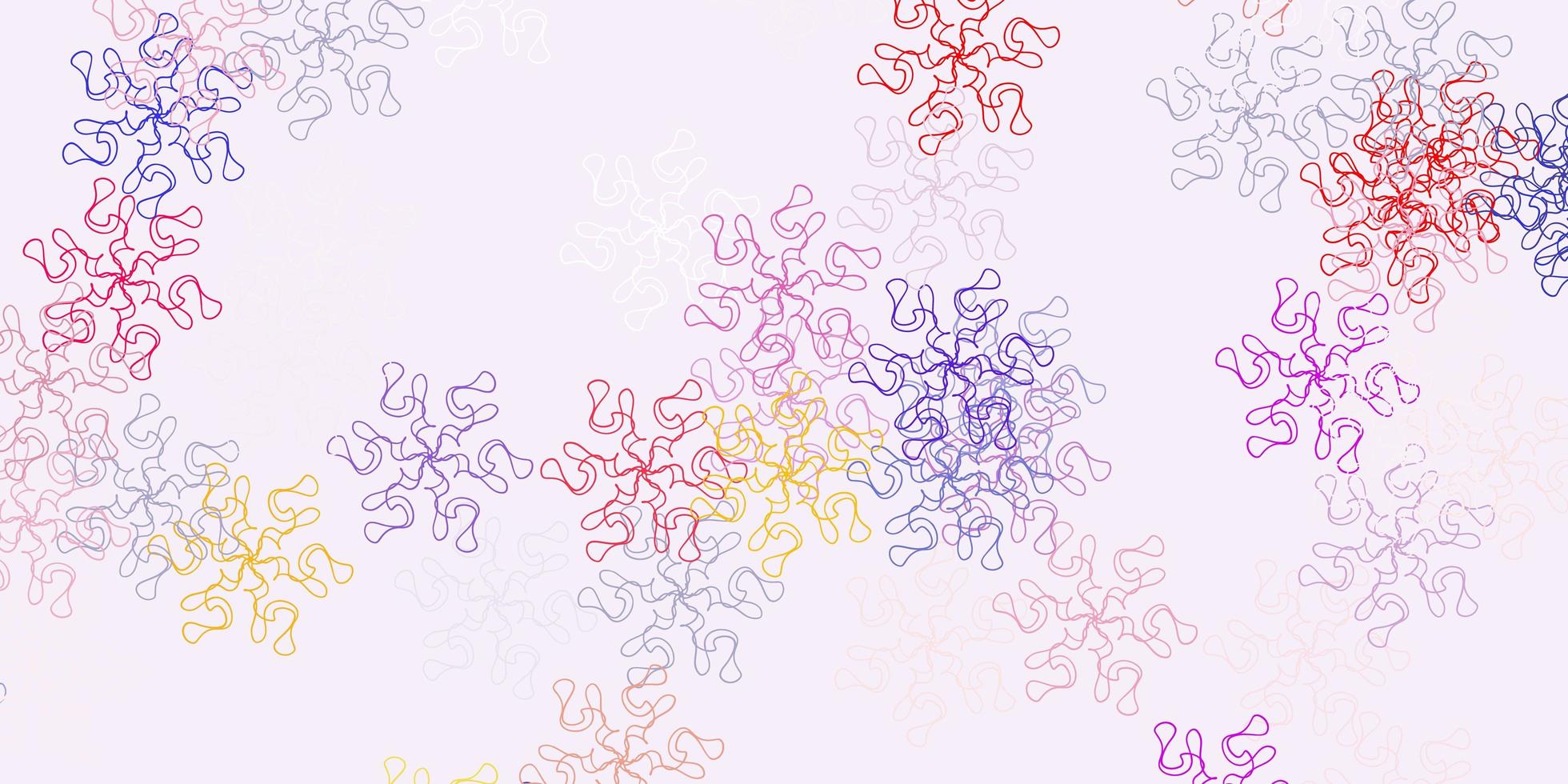 textura de doodle de vector rojo, amarillo claro con flores.