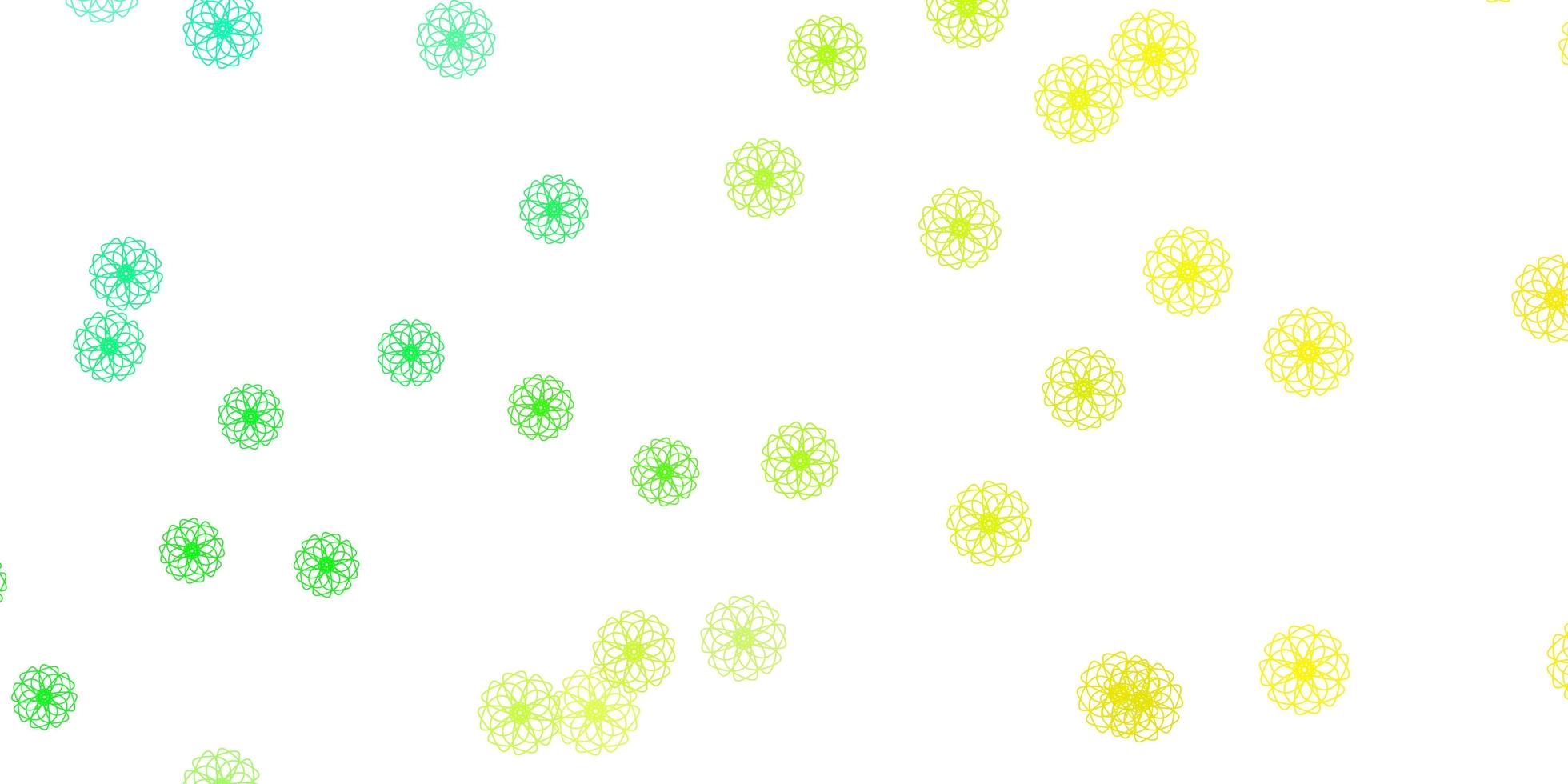 Fondo natural de vector verde claro, amarillo con flores.