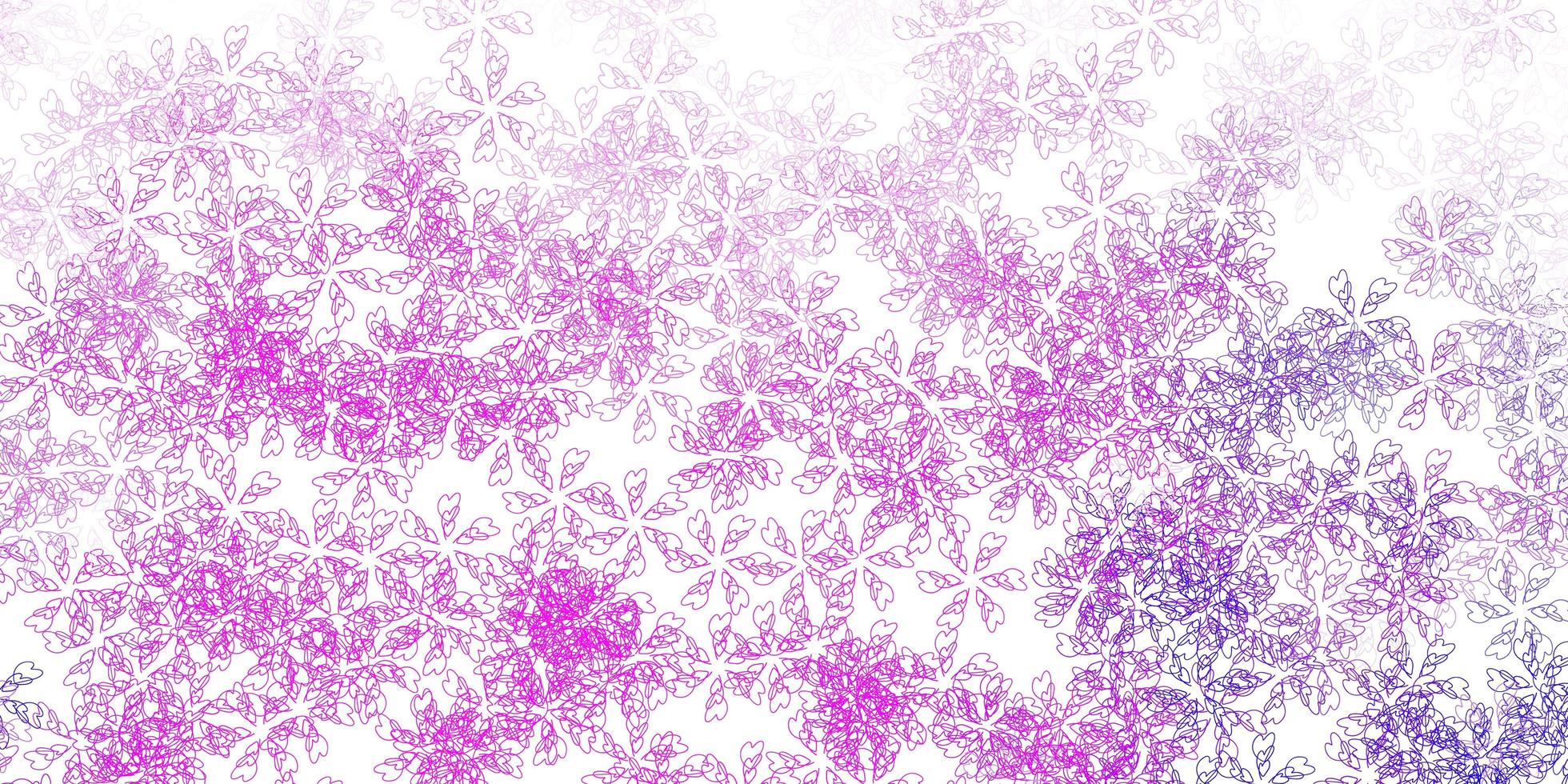 Telón de fondo abstracto de vector violeta, rosa claro con hojas.