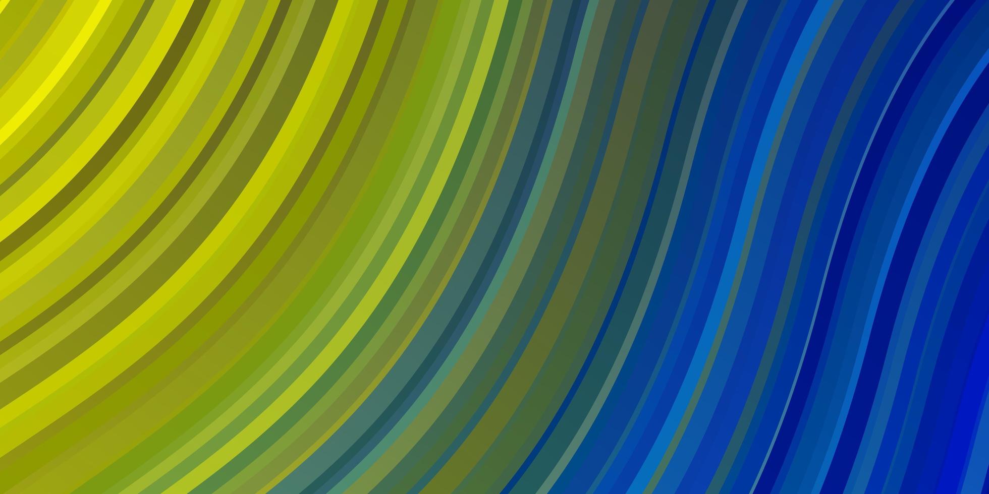 Light Blue, Yellow vector background with bent lines.