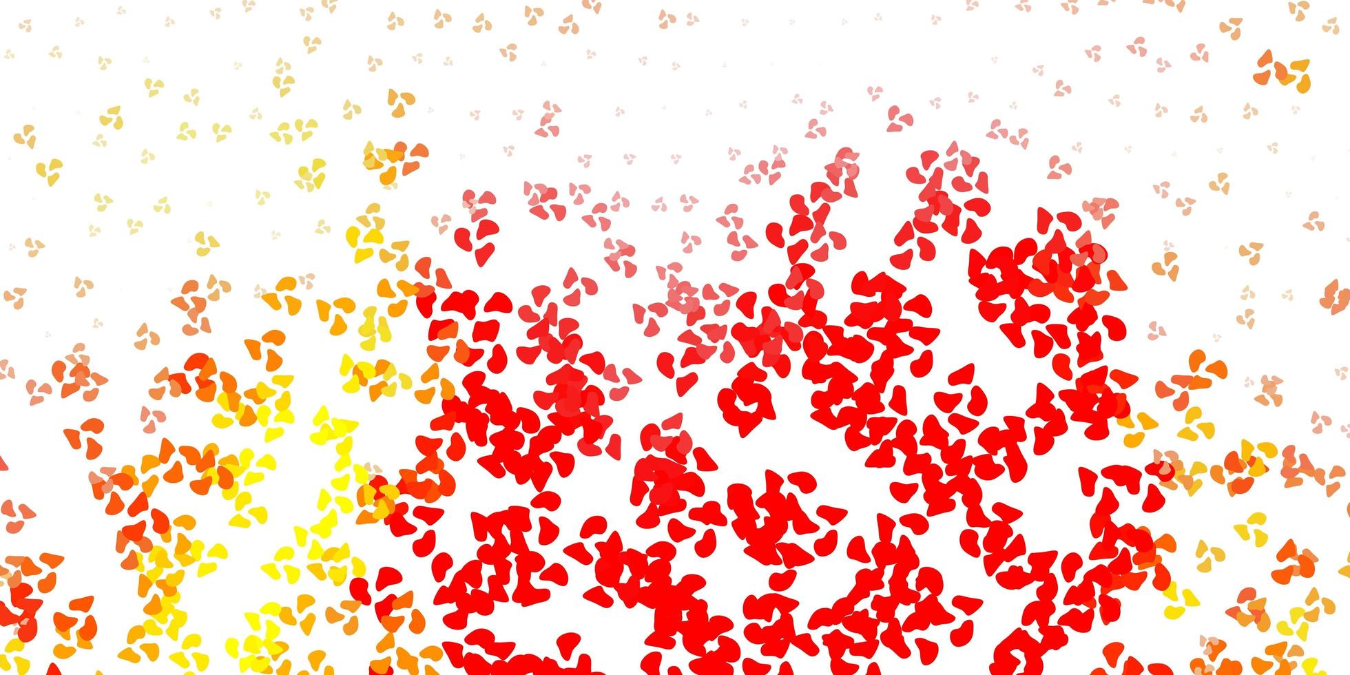 Light red, yellow vector backdrop with chaotic shapes.