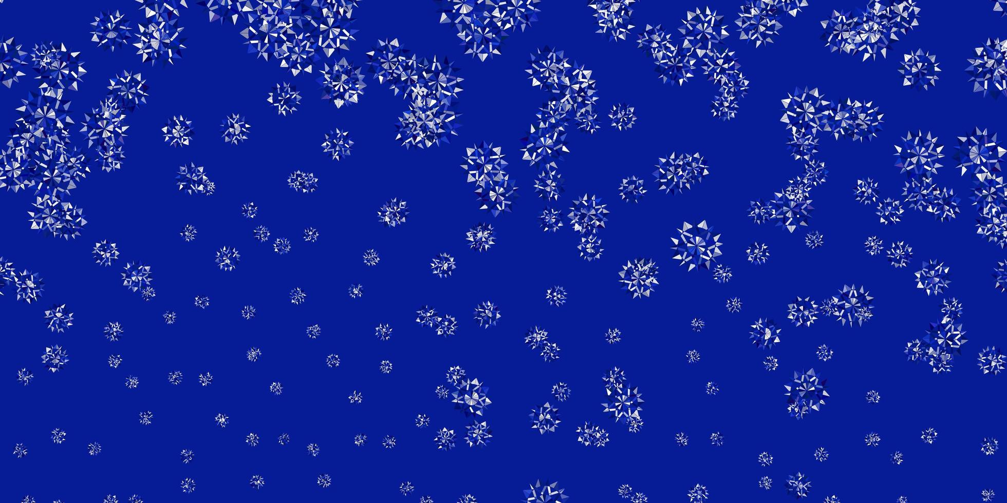 Fondo de vector azul claro con copos de nieve de Navidad.