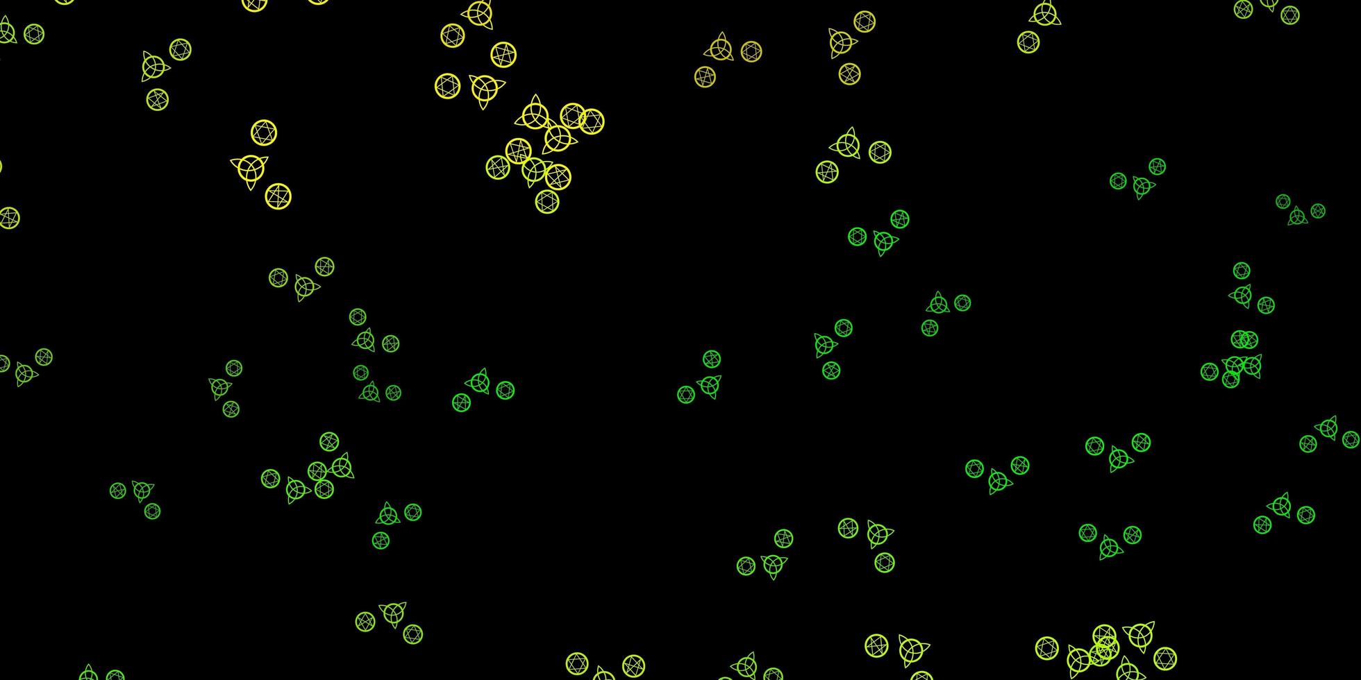 Dark Green, Yellow vector template with esoteric signs.