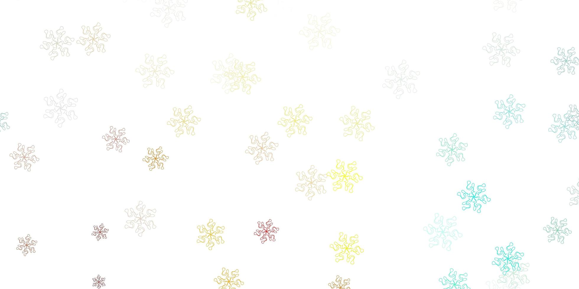 plantilla de doodle de vector multicolor claro con flores.