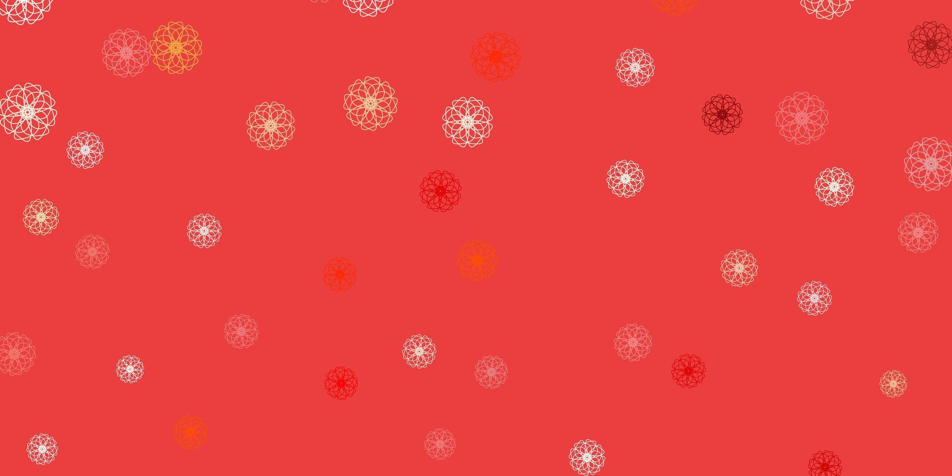 Light red, yellow vector doodle texture with flowers.