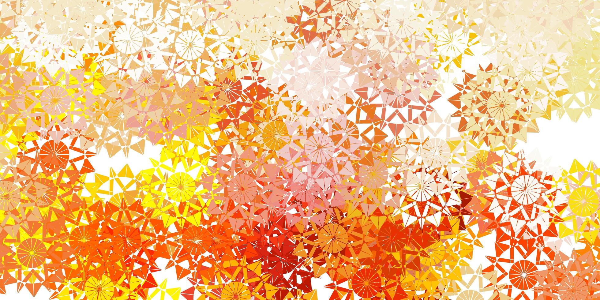 patrón de vector amarillo claro con copos de nieve de colores.