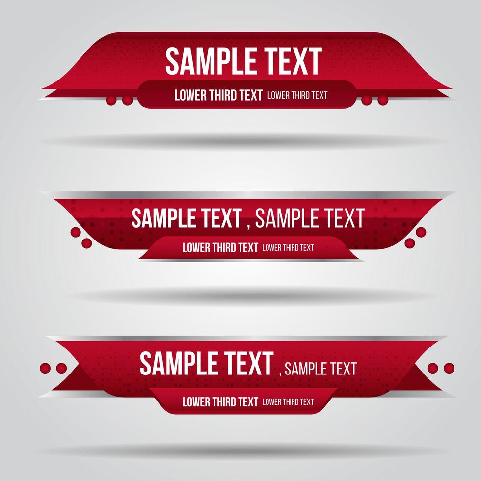 Lower third tv red design template modern contemporary vector