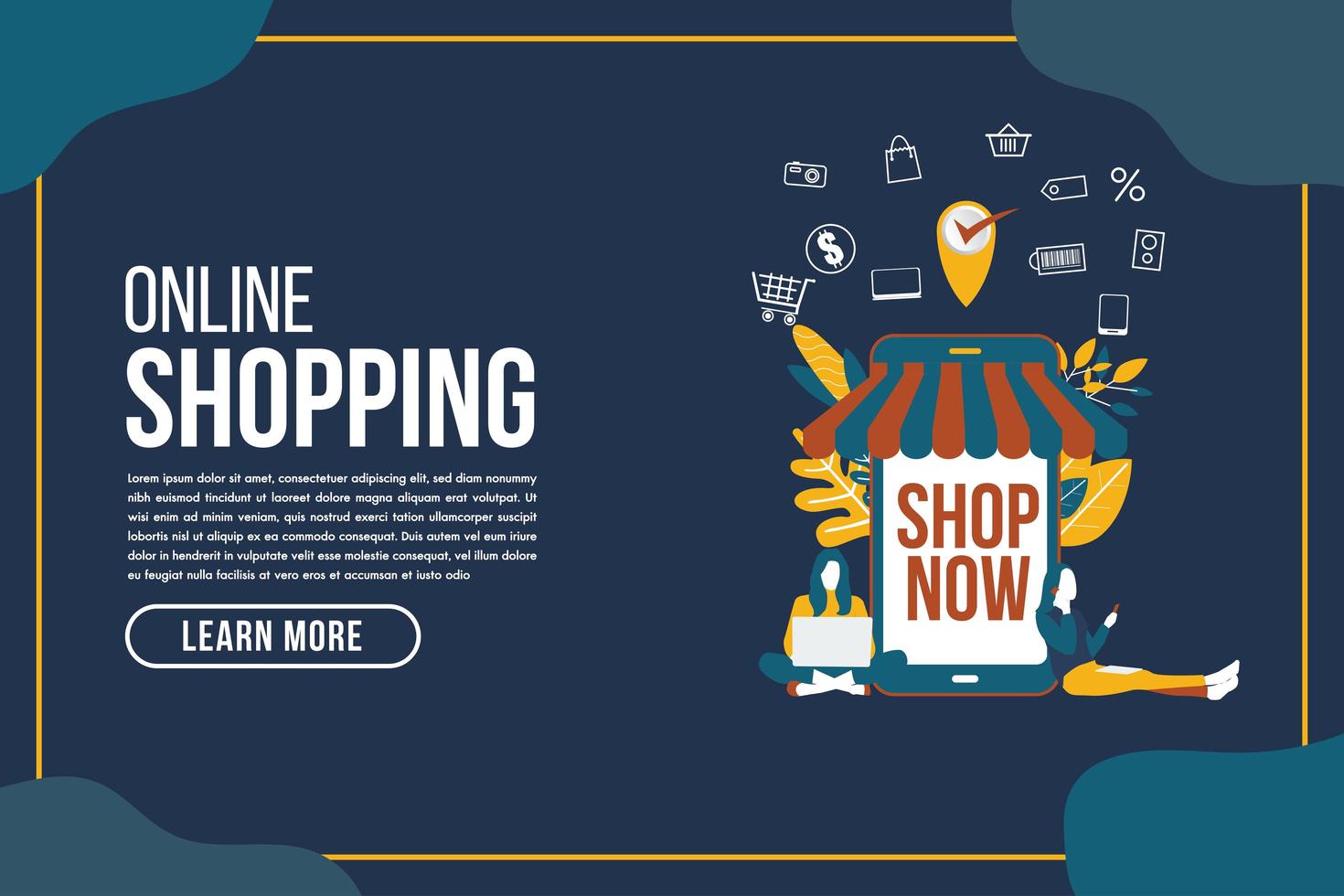 Online delivery shopping flat design with smartphone vector