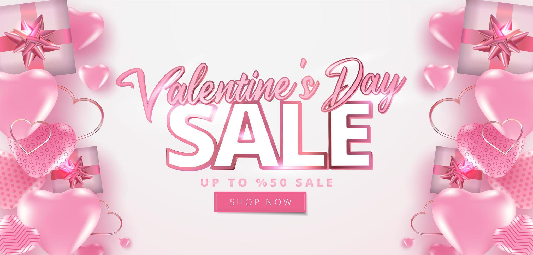Valentine's day sale 50 off poster or banner vector