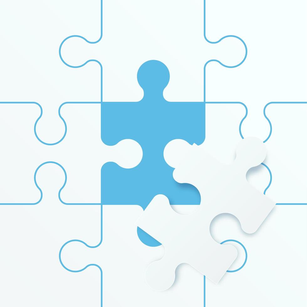 Puzzle jigsaw game. Business teamwork concept. Vector illustration