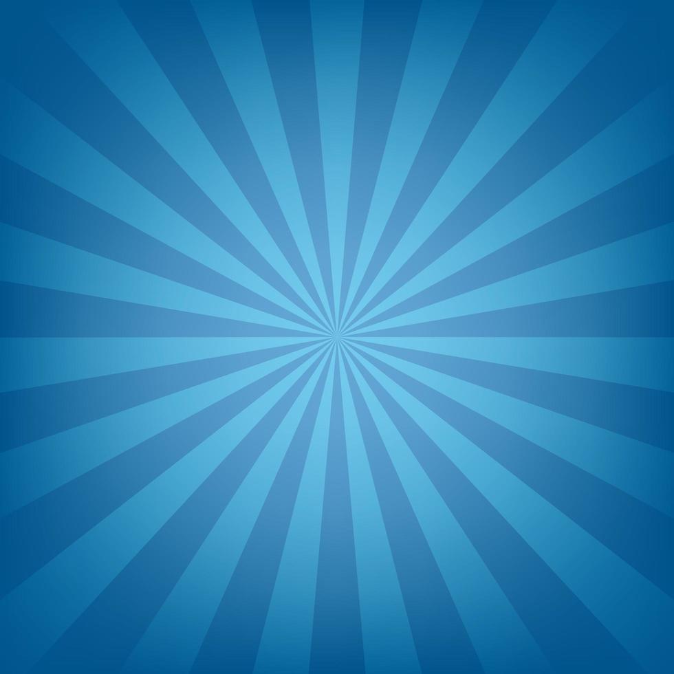 Starburst background, blue sunburst rays vector