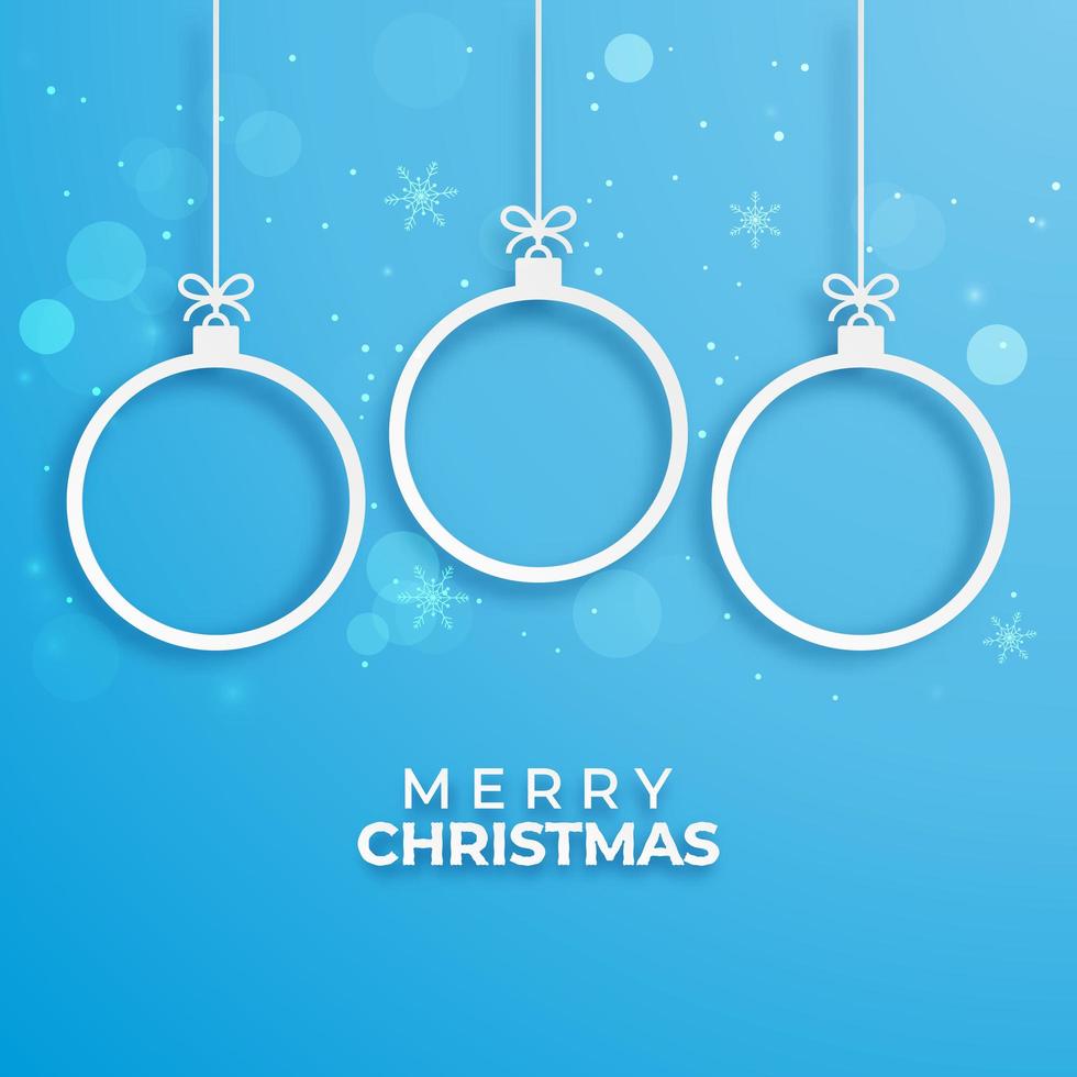 banner de feliz navidad con adornos de estilo de corte de papel vector