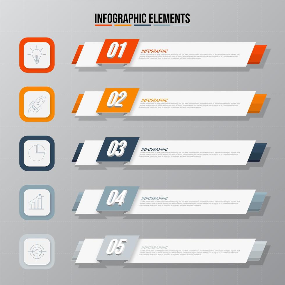 banner de plantilla de 5 pasos de infografía empresarial vector