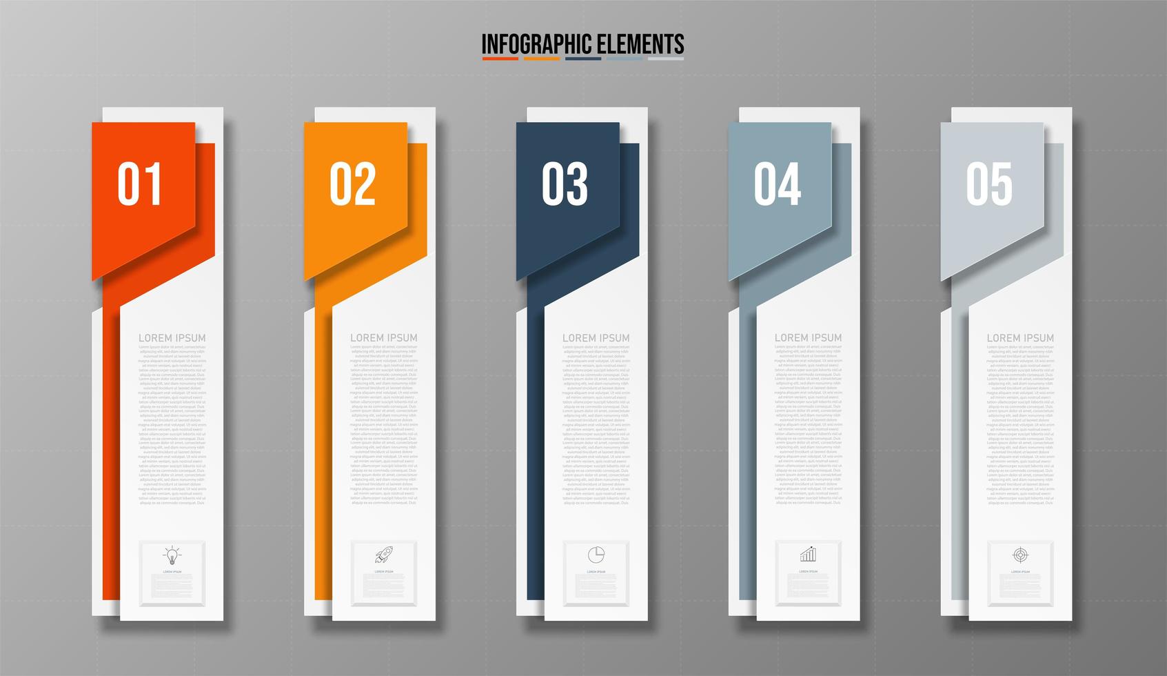 banner de plantilla de 5 pasos de infografía empresarial vector
