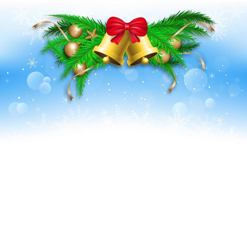 banner de celebración navideña con adornos de campana vector