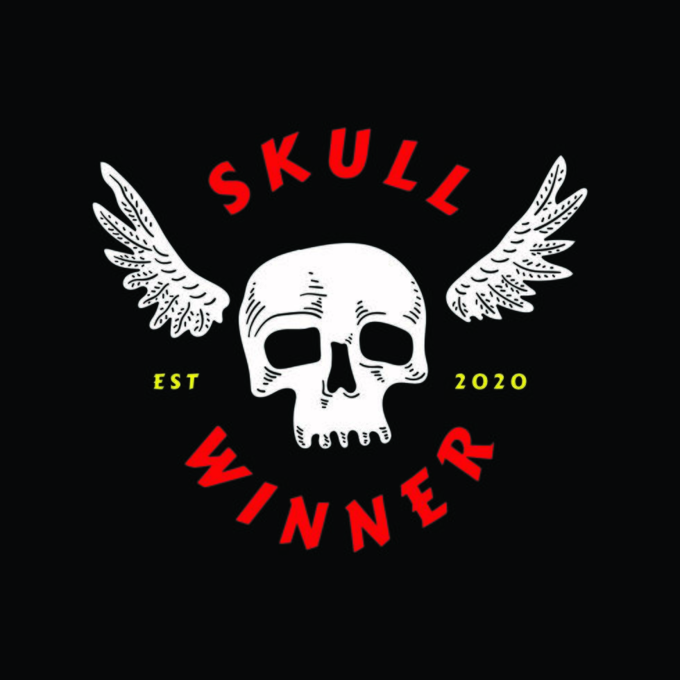 Skull head with wings t-shirt design vector