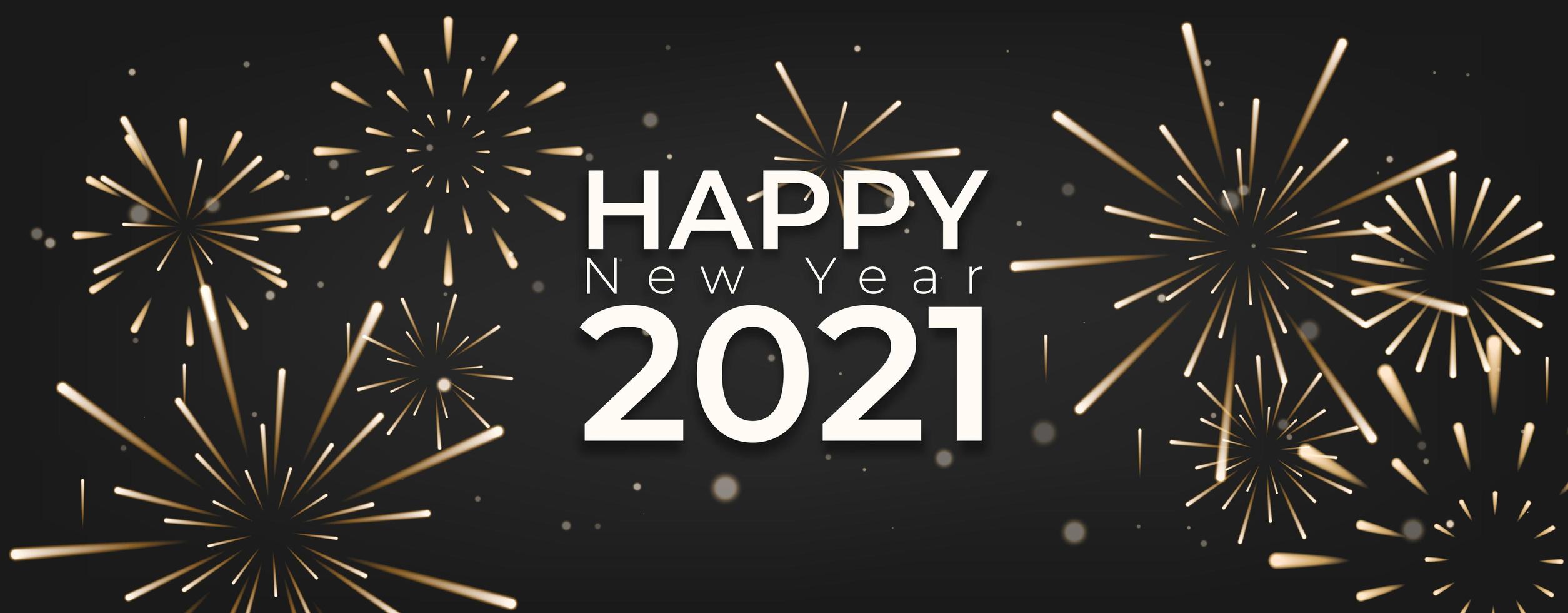 Happy new year with fireworks and celebration background vector