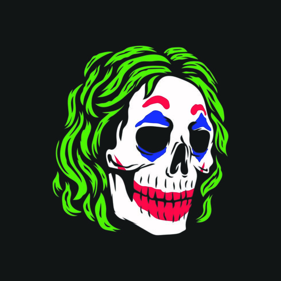 Clown skull on black background vector