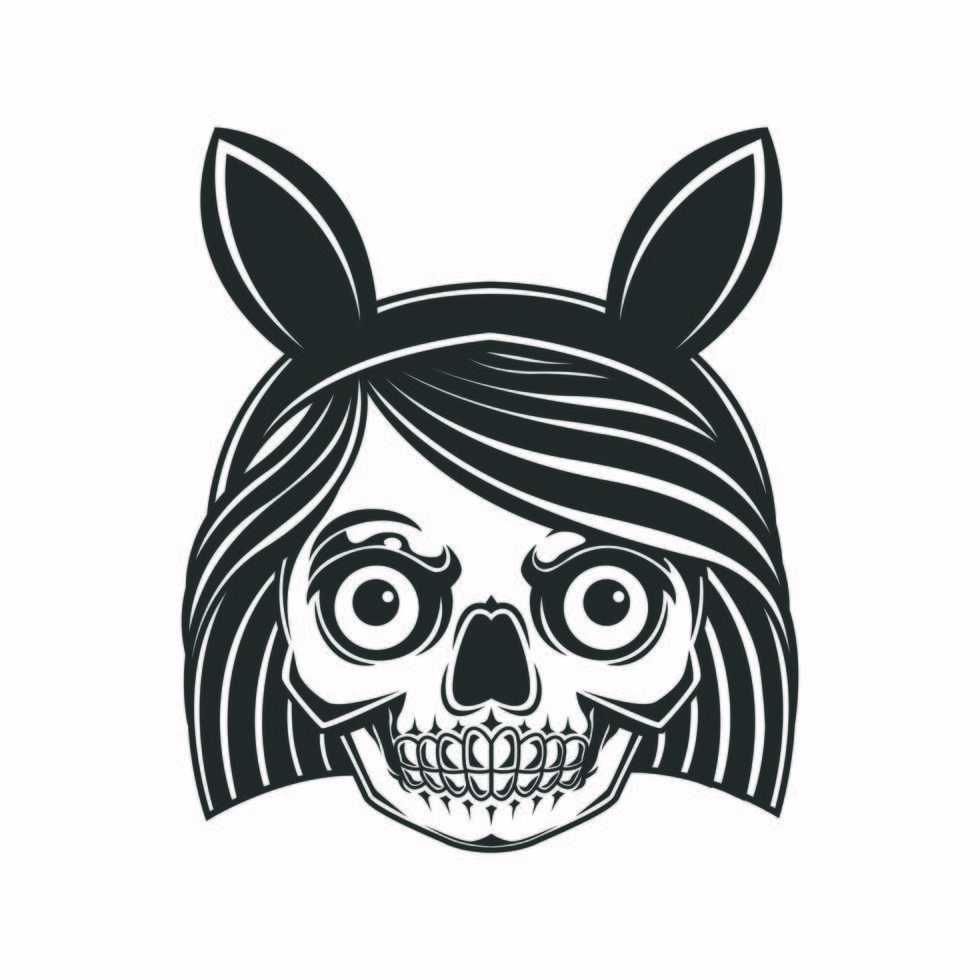 Lady skull with bunny ears vector