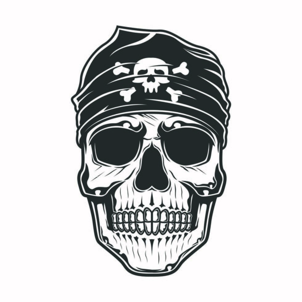 calavera pirata con pañuelo en la cabeza vector