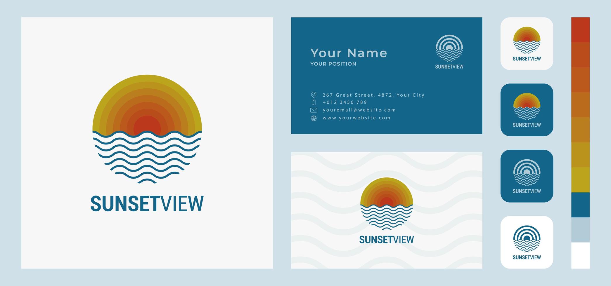 Sunset Or Sunrise Business Card Template vector